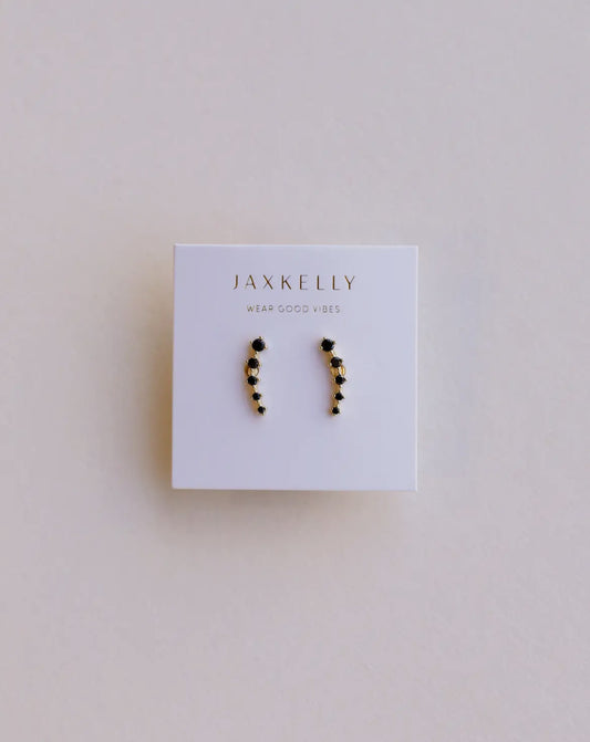 Crawler - Black Cz-Gold Earrings